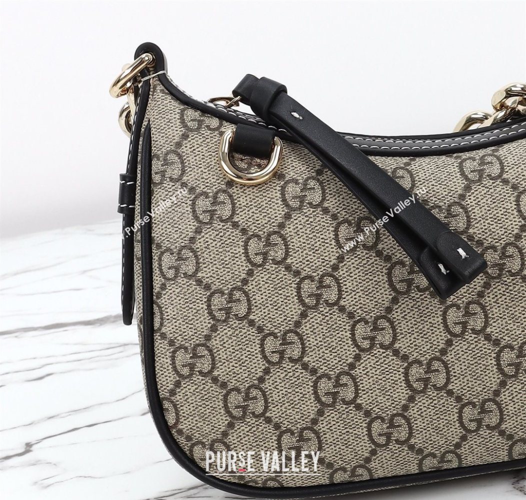Gucci GG Canvas Emblem Small Shoulder bag 847447 Beige/Black 2025 (DLH-250930065)