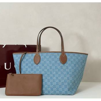 Gucci Totissima Large Tote Bag in GG Denim Light Blue 2025 837190 (DLH-250930031)