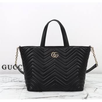 Gucci Betty Chevron Leathe Medium Tote Bag Black 2025 847387 (DLH-250930070)