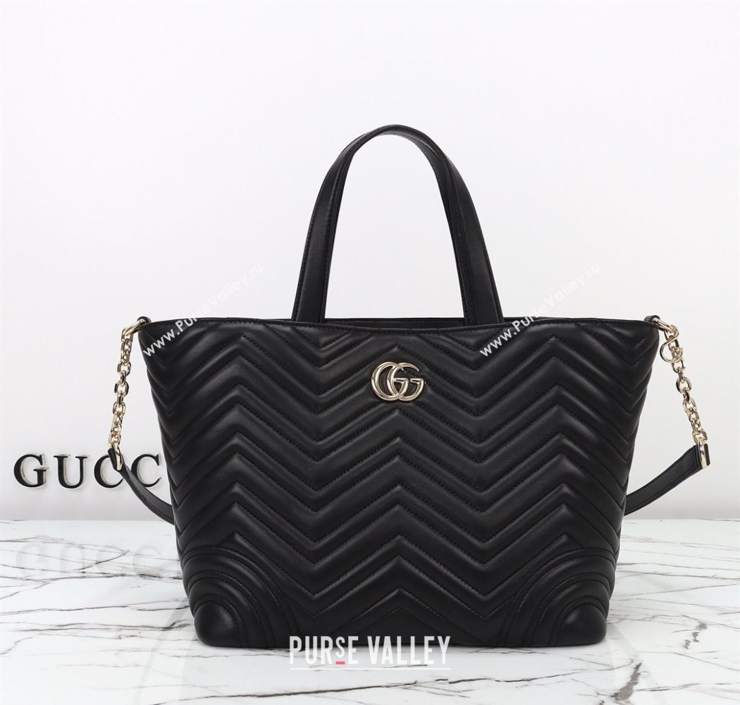 Gucci Betty Chevron Leathe Medium Tote Bag Black 2025 847387 (DLH-250930070)