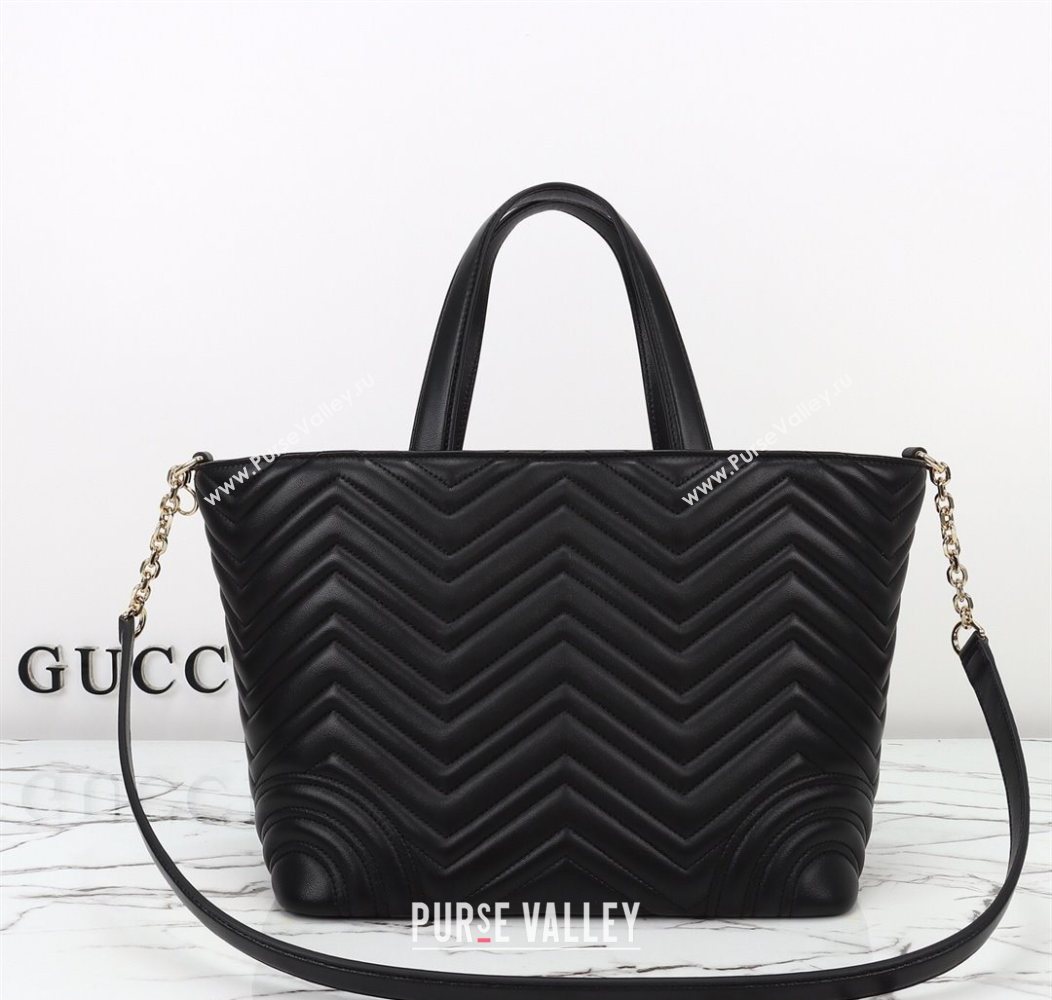 Gucci Betty Chevron Leathe Medium Tote Bag Black 2025 847387 (DLH-250930070)