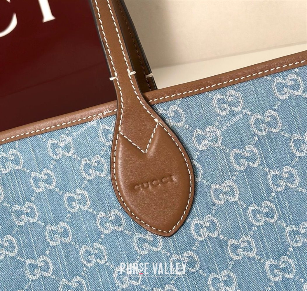 Gucci Totissima Large Tote Bag in GG Denim Light Blue 2025 837190 (DLH-250930031)