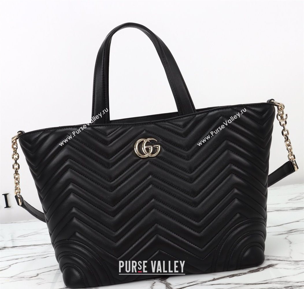 Gucci Betty Chevron Leathe Medium Tote Bag Black 2025 847387 (DLH-250930070)