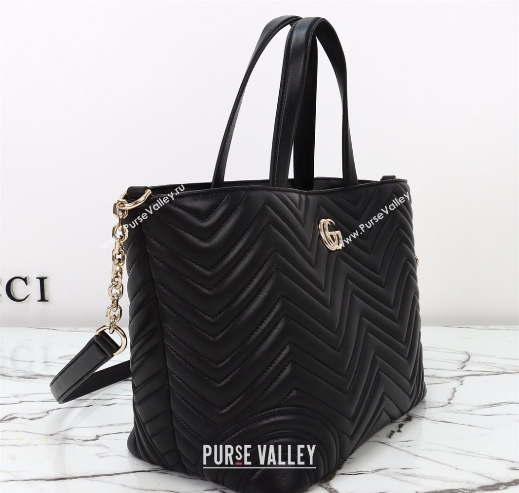 Gucci Betty Chevron Leathe Medium Tote Bag Black 2025 847387 (DLH-250930070)