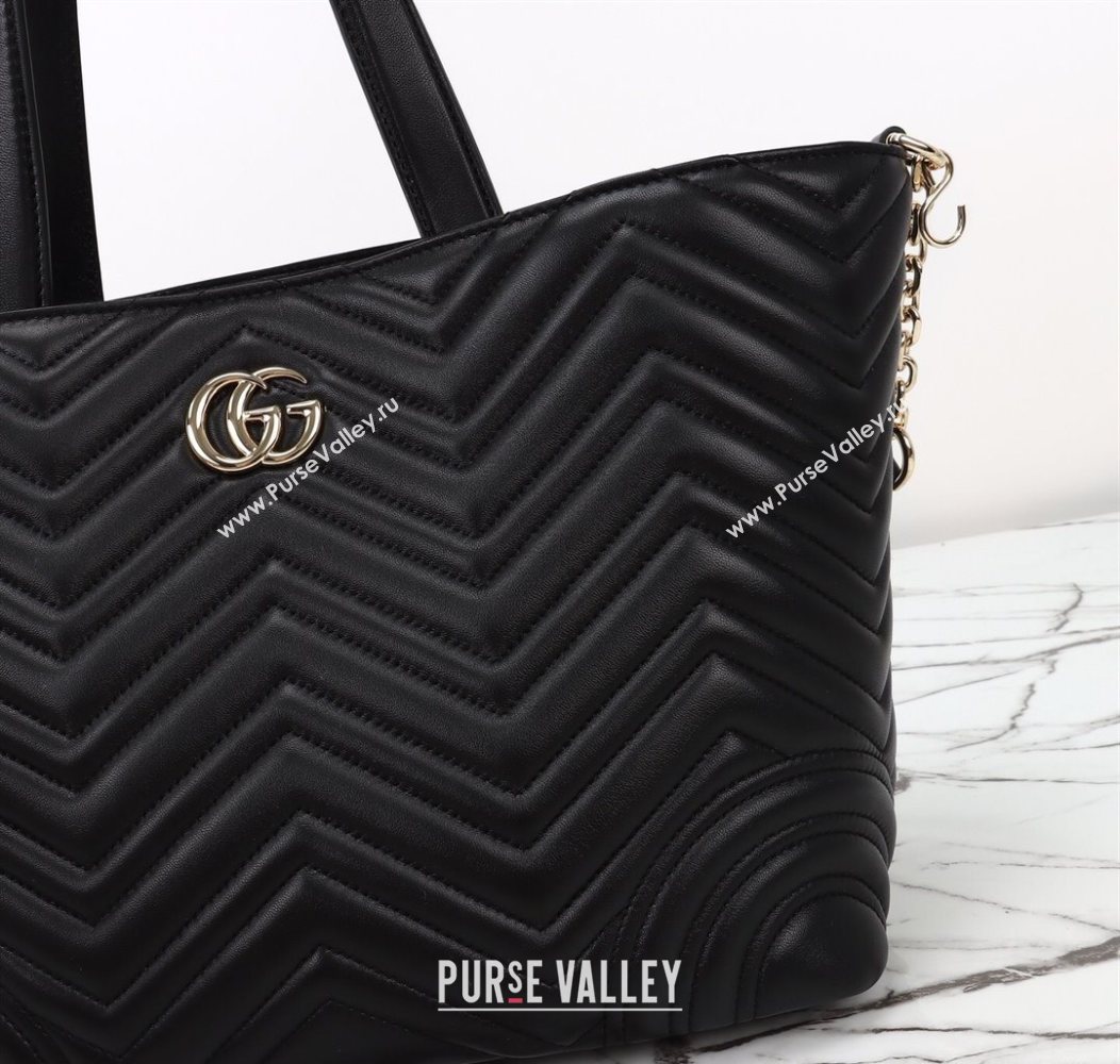 Gucci Betty Chevron Leathe Medium Tote Bag Black 2025 847387 (DLH-250930070)