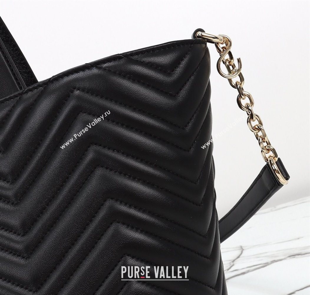 Gucci Betty Chevron Leathe Medium Tote Bag Black 2025 847387 (DLH-250930070)