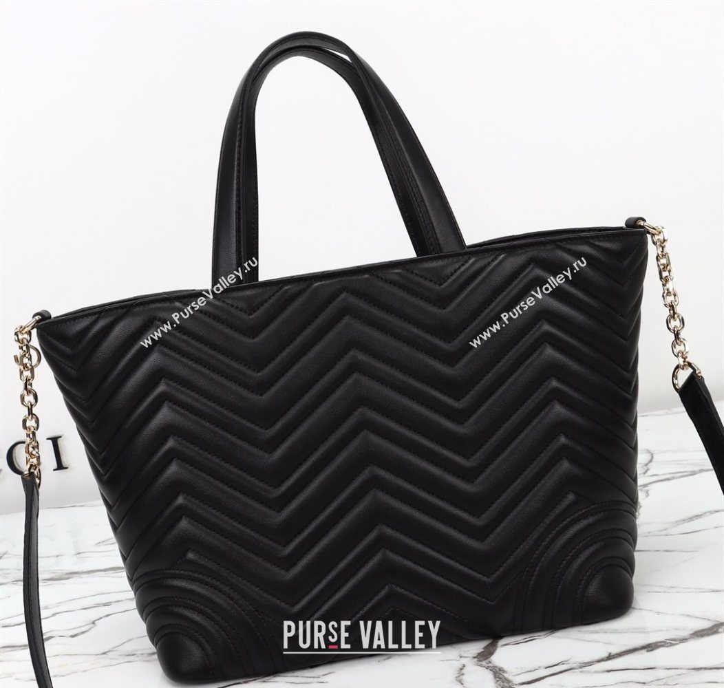 Gucci Betty Chevron Leathe Medium Tote Bag Black 2025 847387 (DLH-250930070)