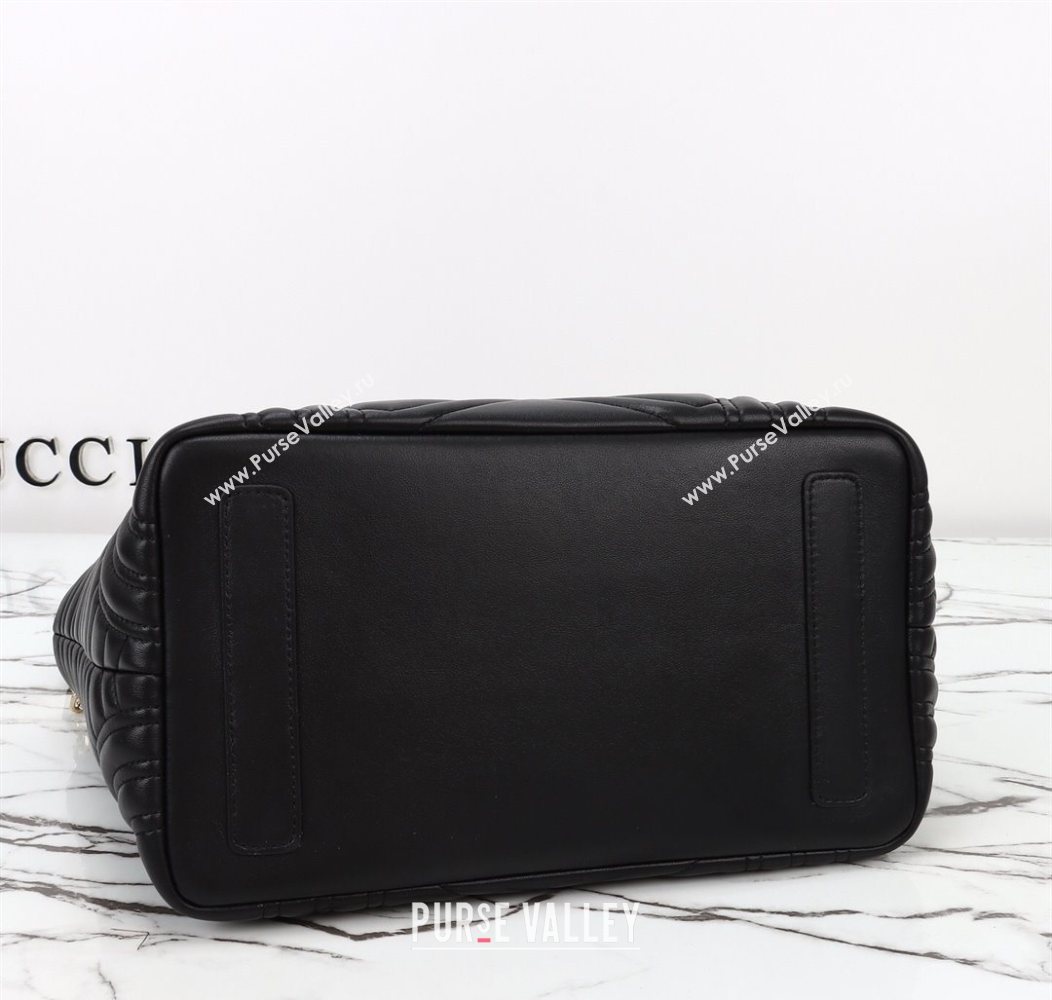 Gucci Betty Chevron Leathe Medium Tote Bag Black 2025 847387 (DLH-250930070)