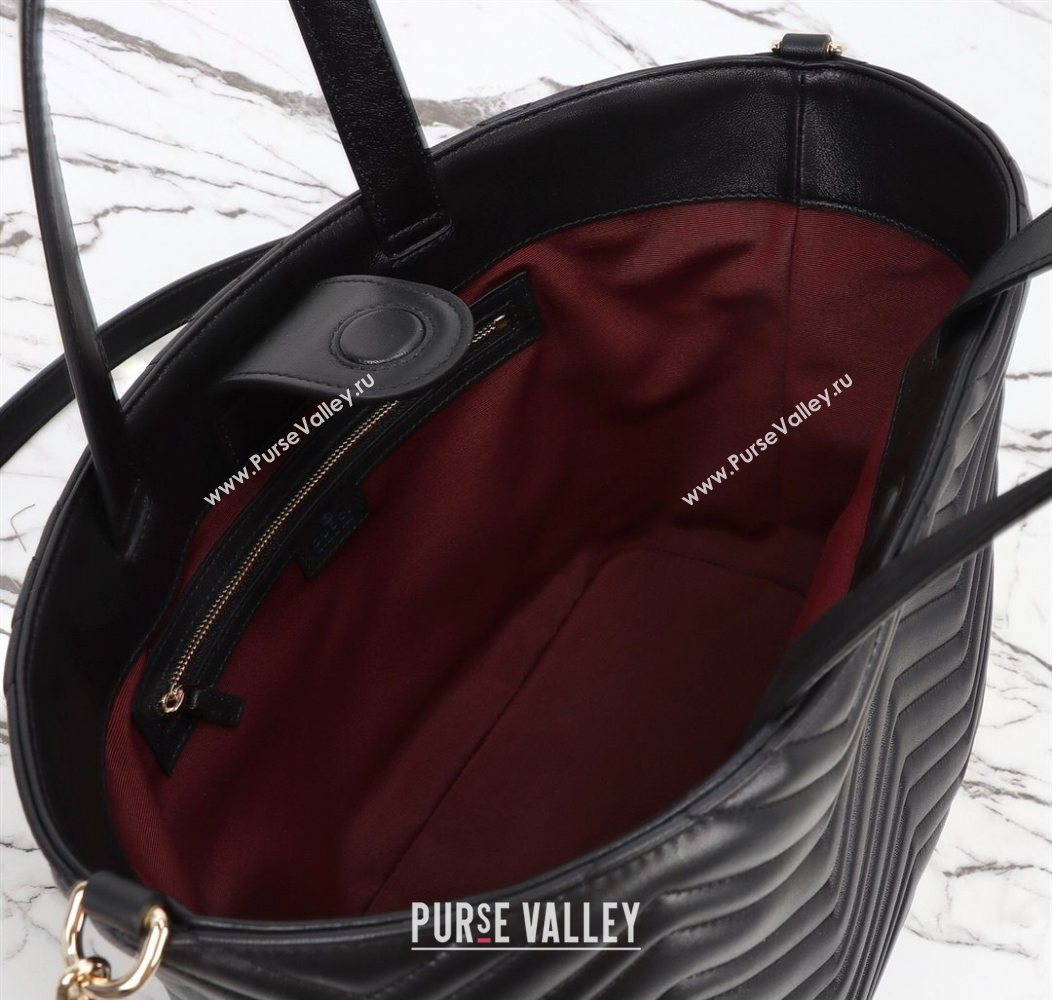 Gucci Betty Chevron Leathe Medium Tote Bag Black 2025 847387 (DLH-250930070)