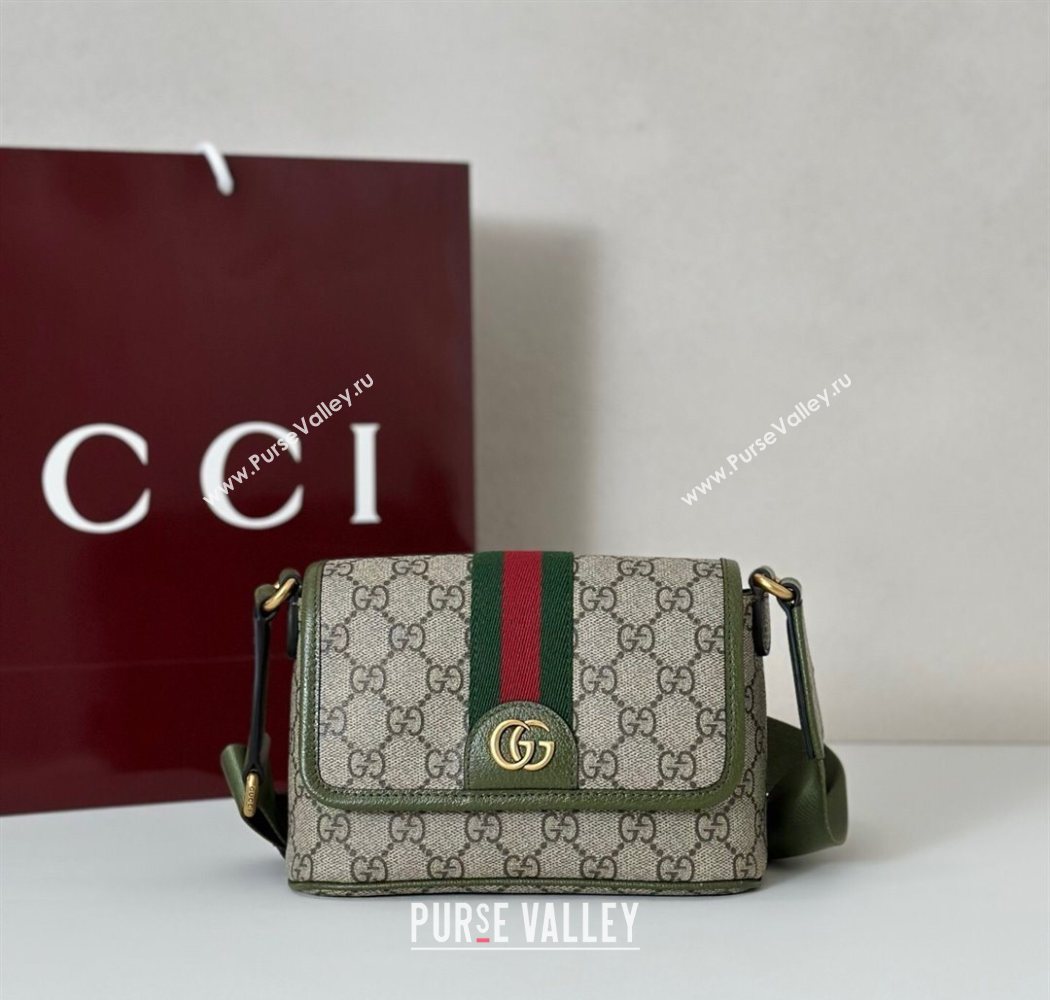 Gucci Ophidia GG Canvas mini bag Beige/Green 2025 838599 (DLH-250930072)