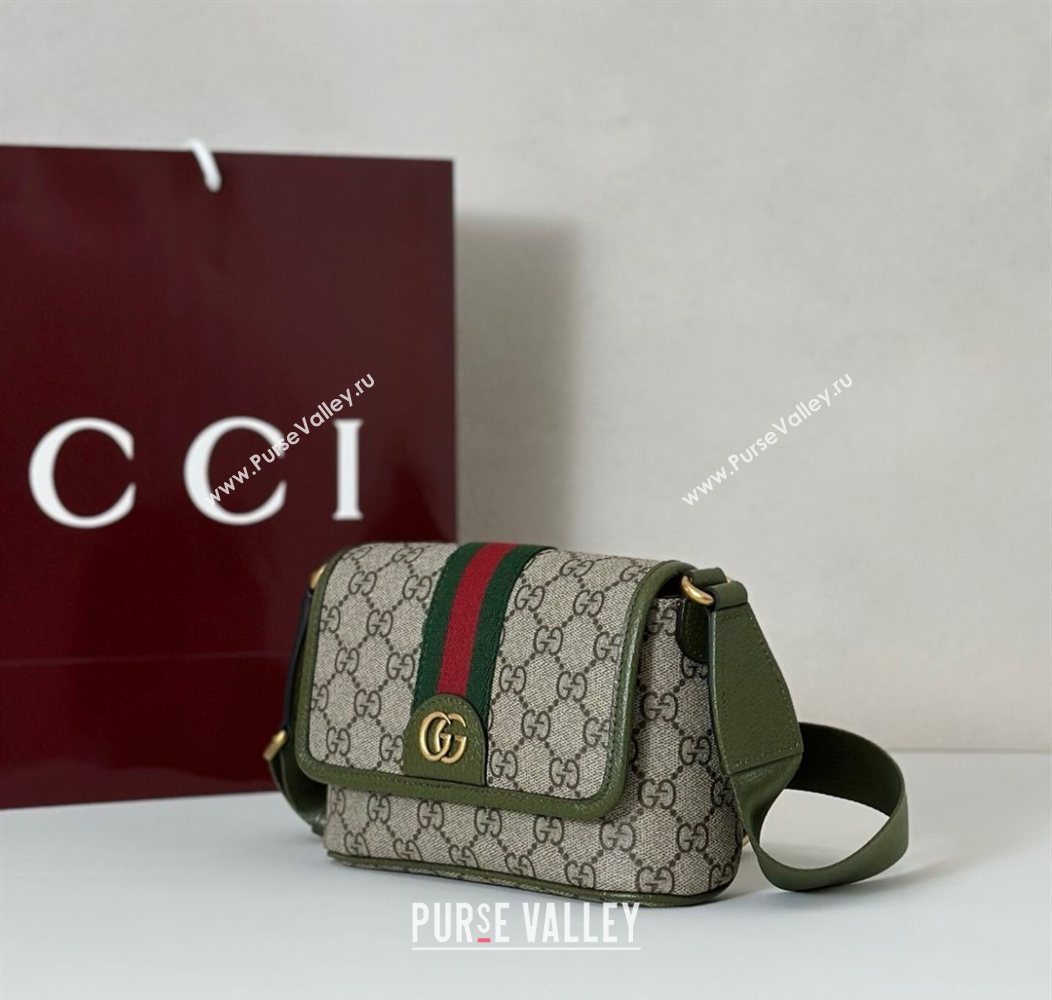 Gucci Ophidia GG Canvas mini bag Beige/Green 2025 838599 (DLH-250930072)