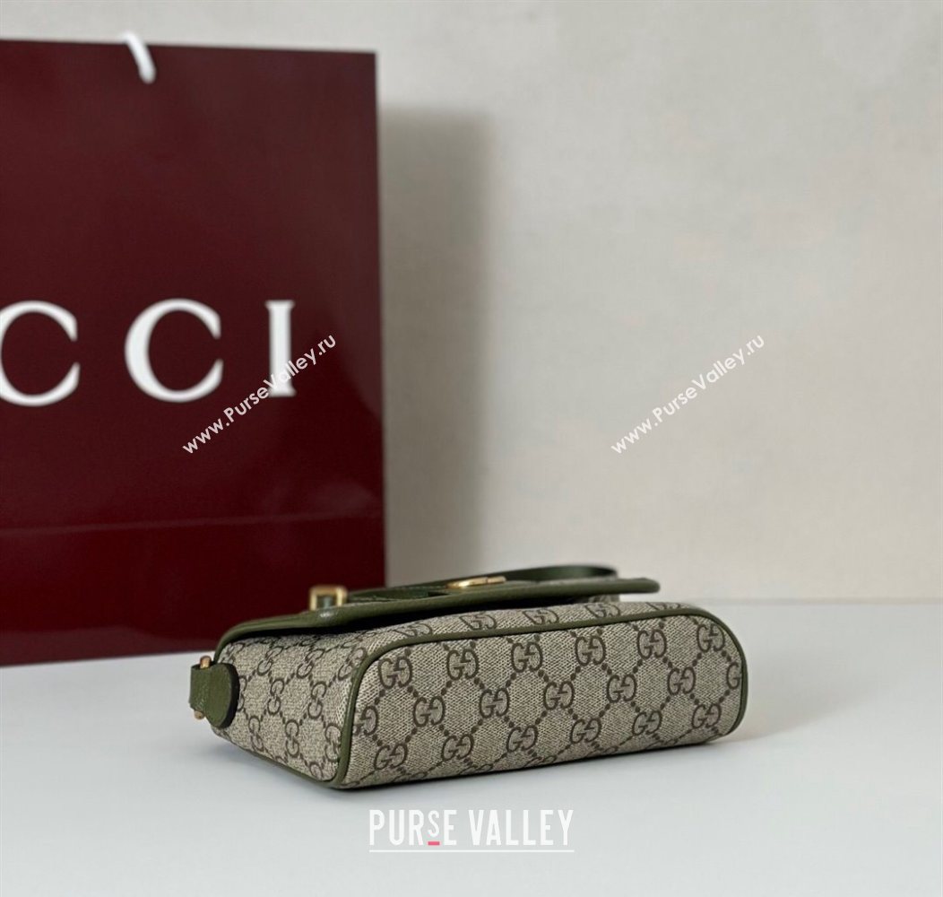 Gucci Ophidia GG Canvas mini bag Beige/Green 2025 838599 (DLH-250930072)