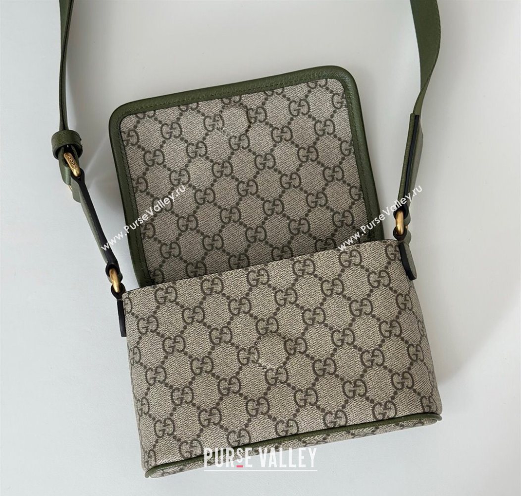 Gucci Ophidia GG Canvas mini bag Beige/Green 2025 838599 (DLH-250930072)