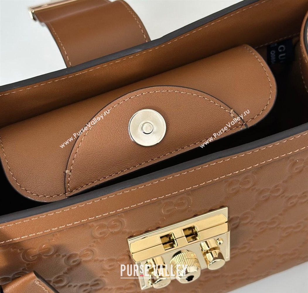 Gucci Padlock GG Leather Medium Handbag Brown 2025 838992 (DLH-250930074)