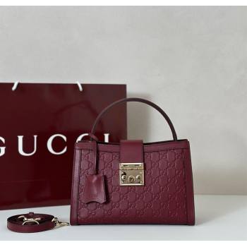 Gucci Padlock GG Leather Medium Handbag Burgundy 2025 838992 (DLH-250930075)