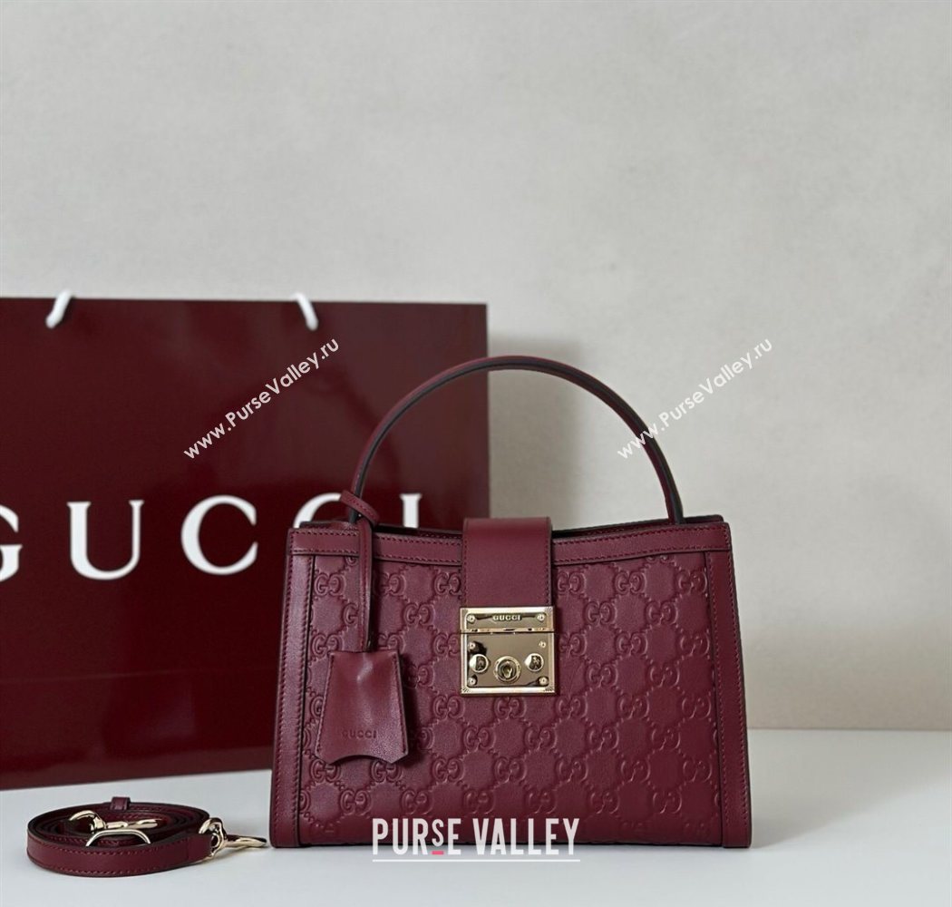 Gucci Padlock GG Leather Medium Handbag Burgundy 2025 838992 (DLH-250930075)