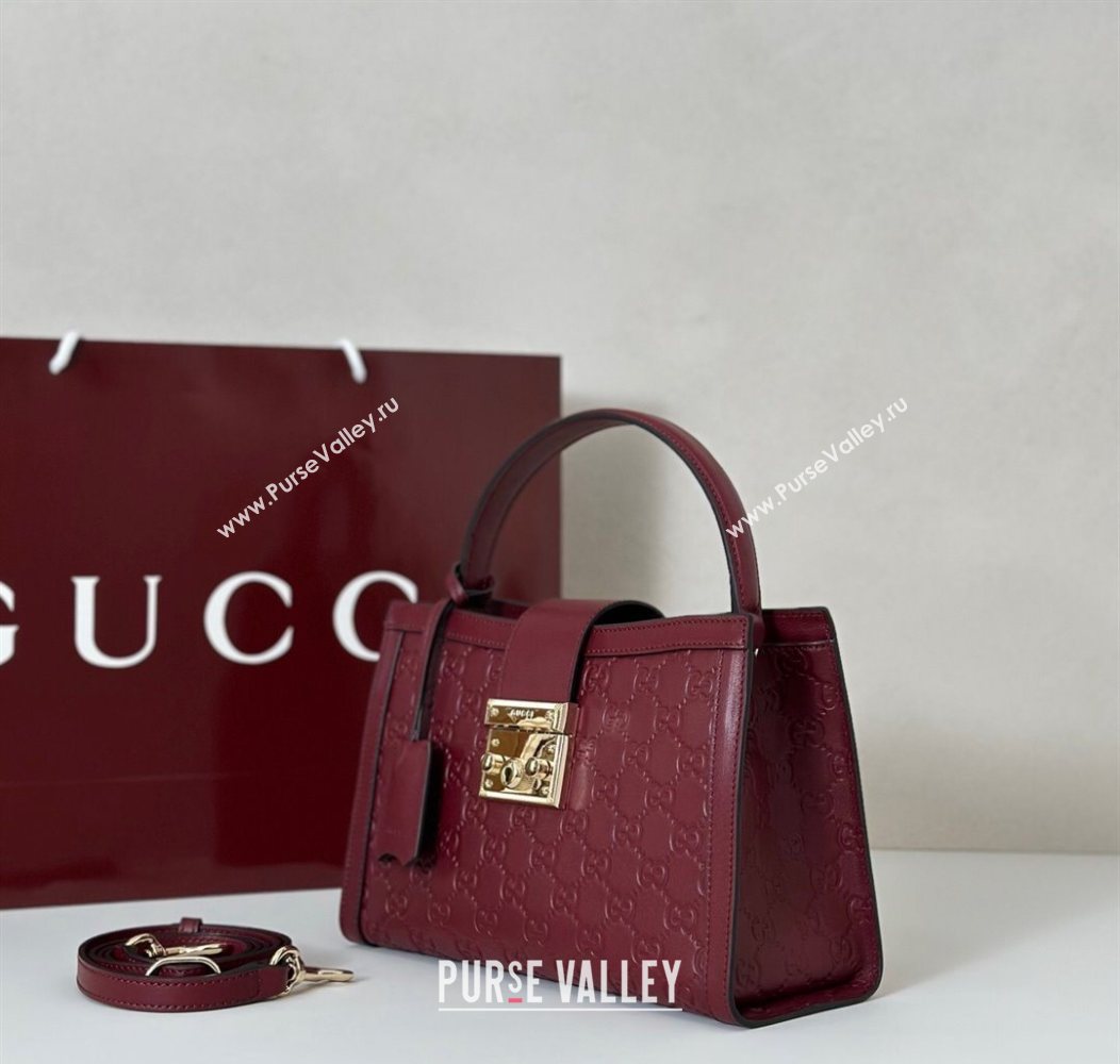 Gucci Padlock GG Leather Medium Handbag Burgundy 2025 838992 (DLH-250930075)