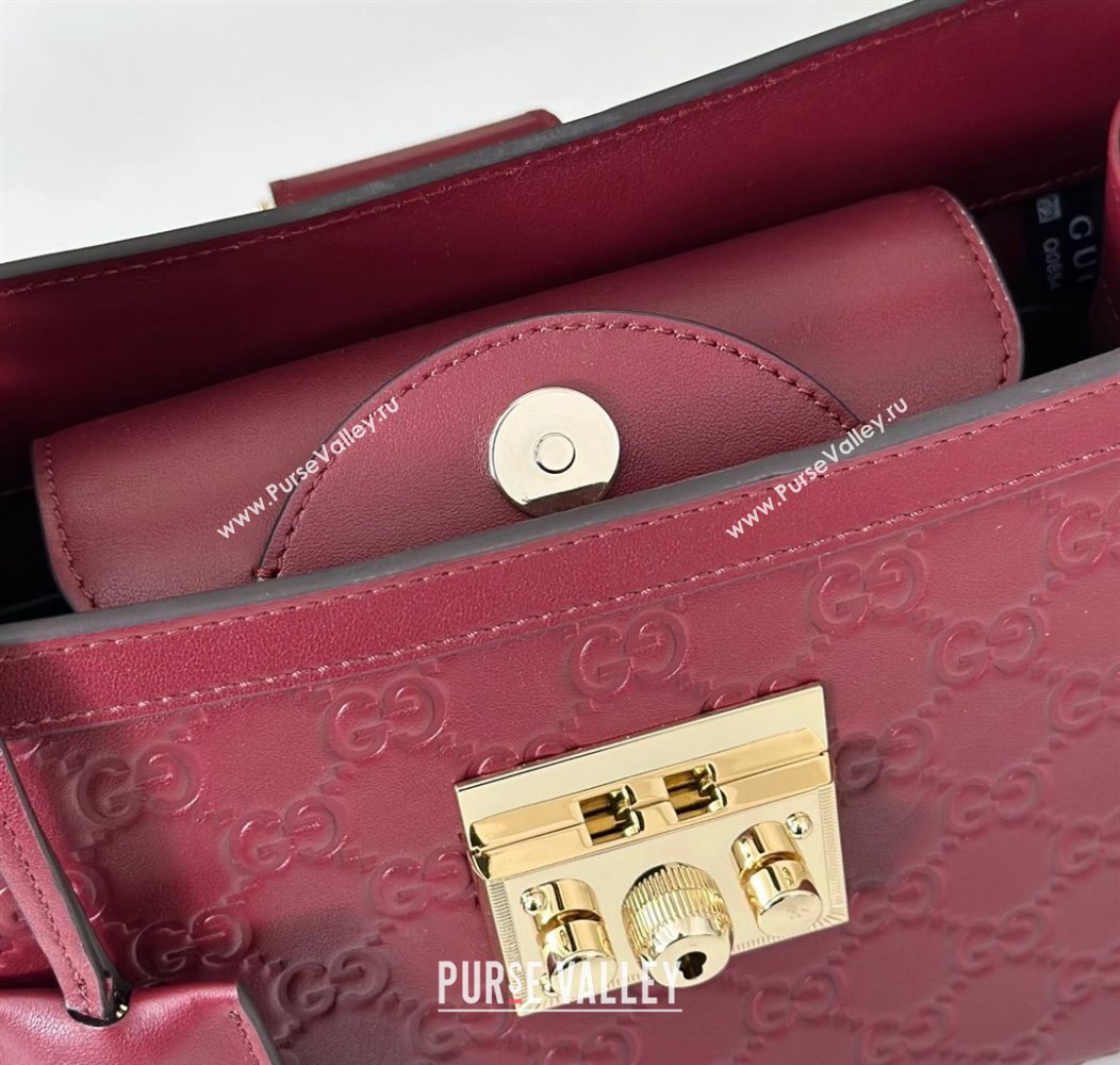 Gucci Padlock GG Leather Medium Handbag Burgundy 2025 838992 (DLH-250930075)