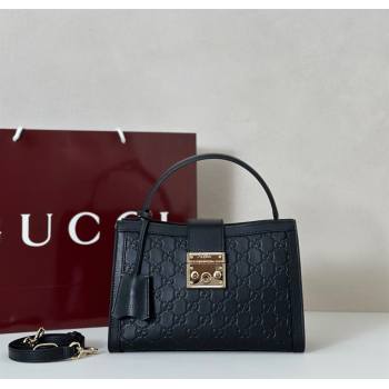 Gucci Padlock GG Leather Medium Handbag Black 2025 838992 (DLH-250930076)