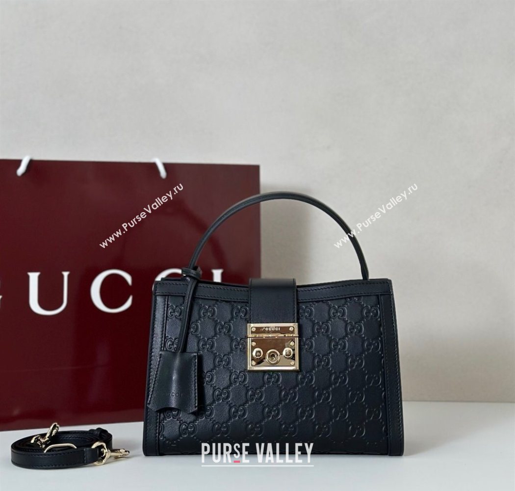 Gucci Padlock GG Leather Medium Handbag Black 2025 838992 (DLH-250930076)