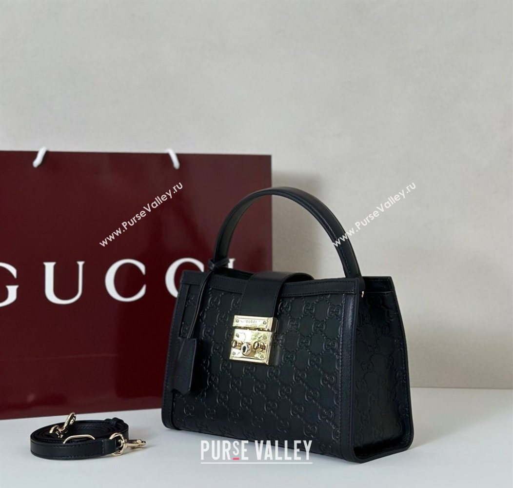 Gucci Padlock GG Leather Medium Handbag Black 2025 838992 (DLH-250930076)