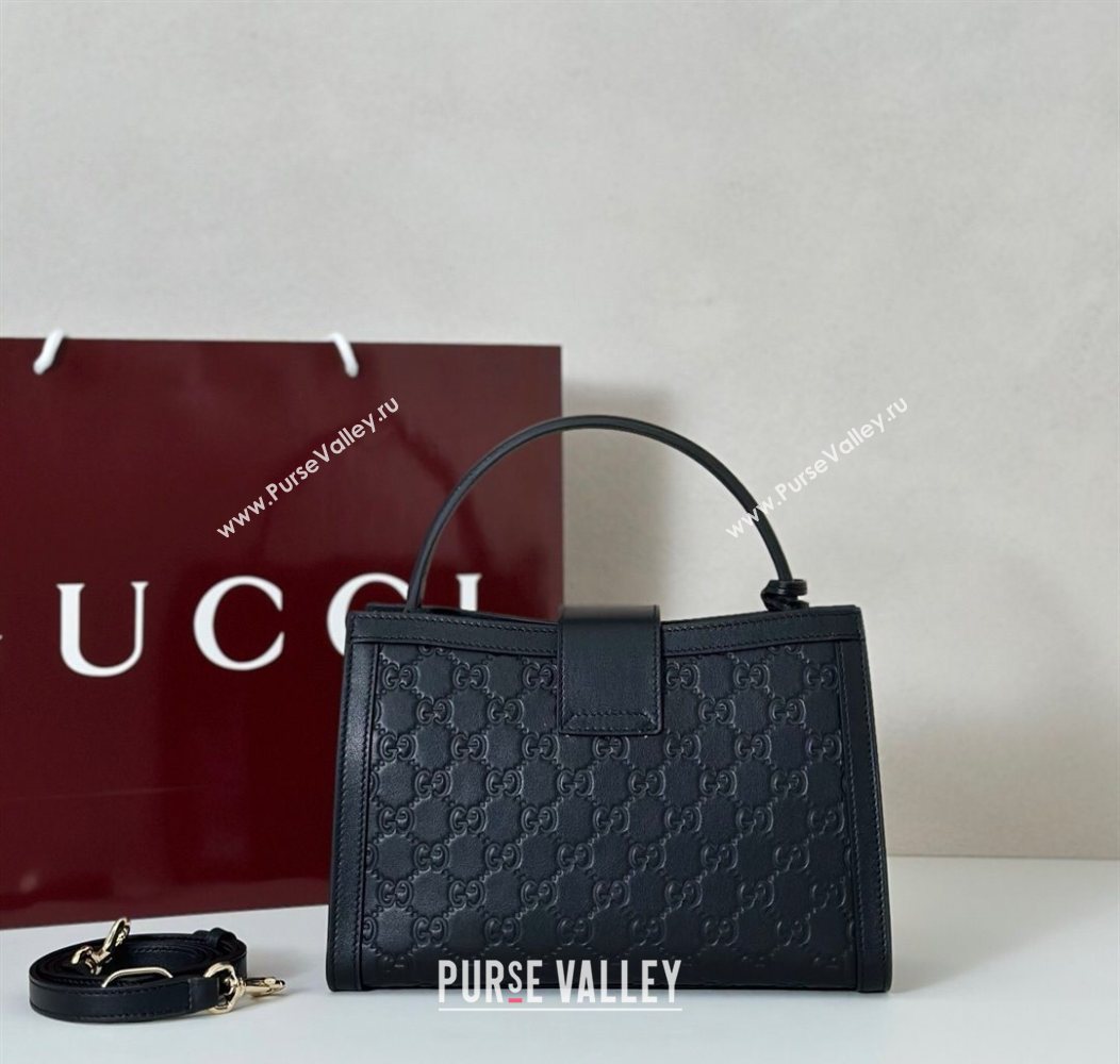 Gucci Padlock GG Leather Medium Handbag Black 2025 838992 (DLH-250930076)