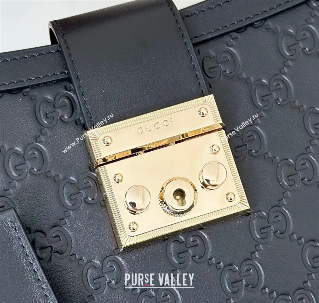 Gucci Padlock GG Leather Medium Handbag Black 2025 838992 (DLH-250930076)