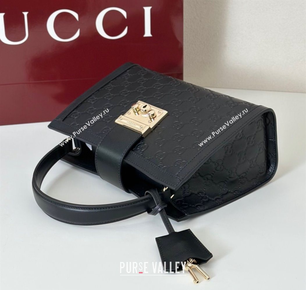 Gucci Padlock GG Leather Medium Handbag Black 2025 838992 (DLH-250930076)