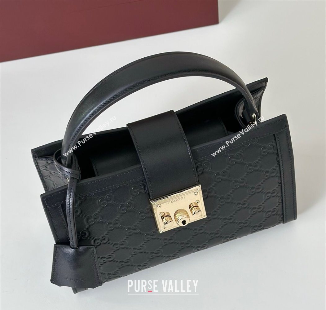 Gucci Padlock GG Leather Medium Handbag Black 2025 838992 (DLH-250930076)