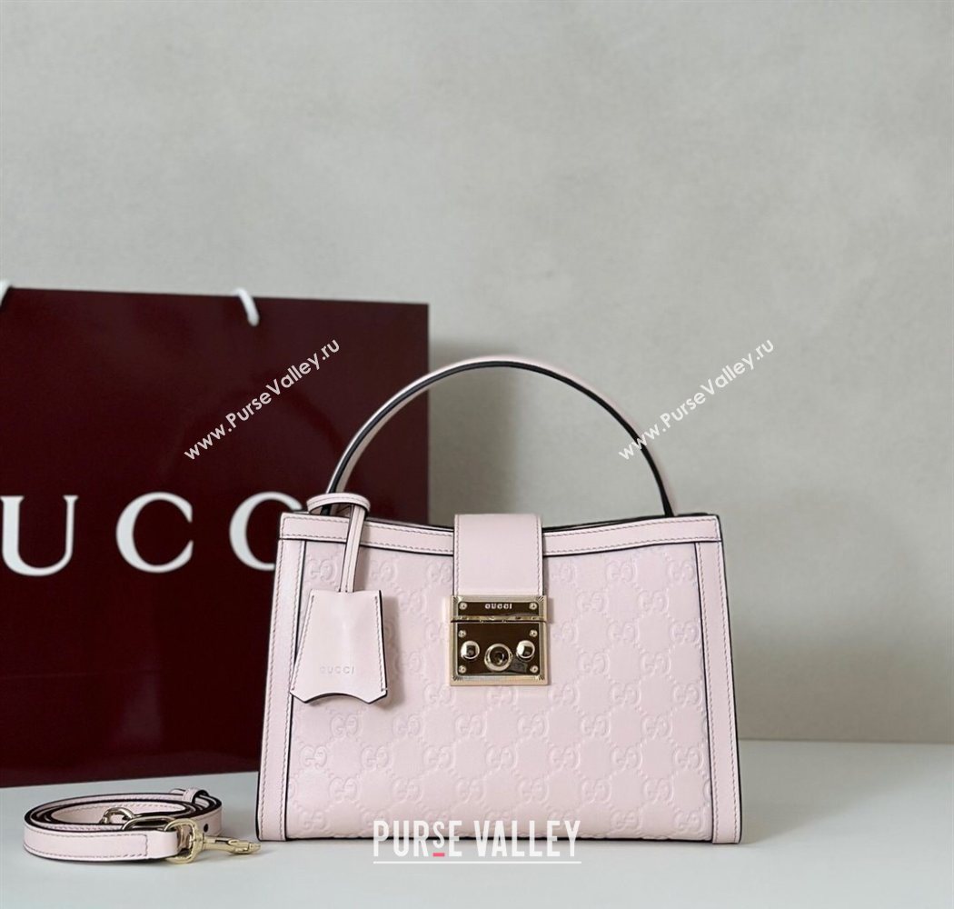 Gucci Padlock GG Leather Medium Handbag Pink 2025 838992 (DLH-250930077)