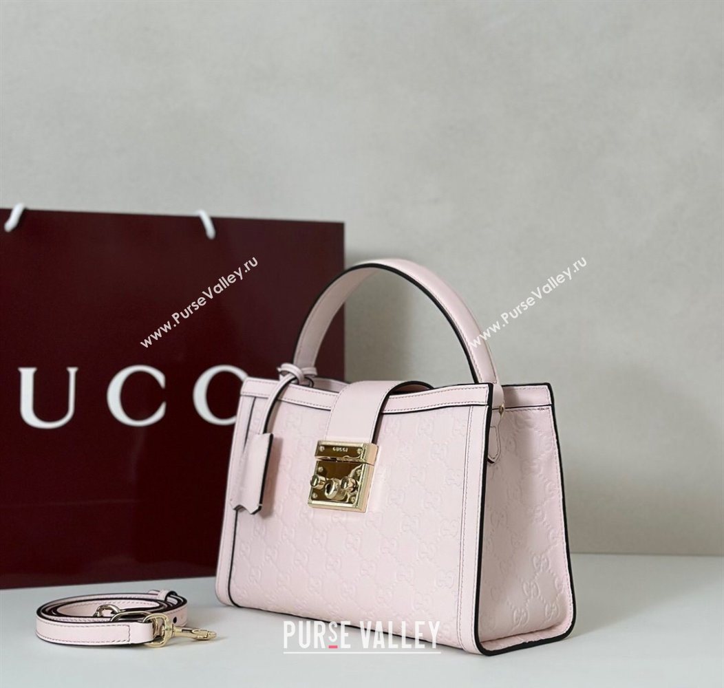 Gucci Padlock GG Leather Medium Handbag Pink 2025 838992 (DLH-250930077)