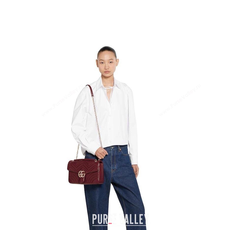 Gucci GG Marmont Chevron Leather large shoulder bag Soft Pink 2025 838985 (DLH-250930080)