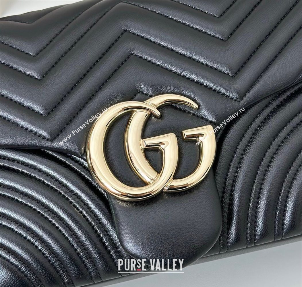 Gucci GG Marmont Chevron Leather large shoulder bag Black 2025 838985 (DLH-250930078)