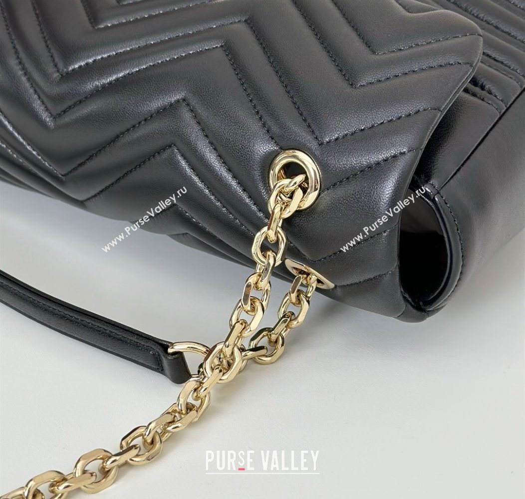 Gucci GG Marmont Chevron Leather large shoulder bag Black 2025 838985 (DLH-250930078)