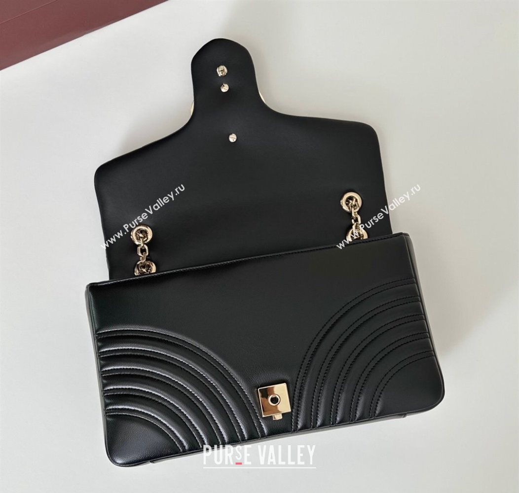 Gucci GG Marmont Chevron Leather large shoulder bag Black 2025 838985 (DLH-250930078)