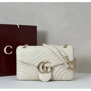 Gucci GG Marmont Chevron Leather large shoulder bag White 2025 838985 (DLH-250930079)