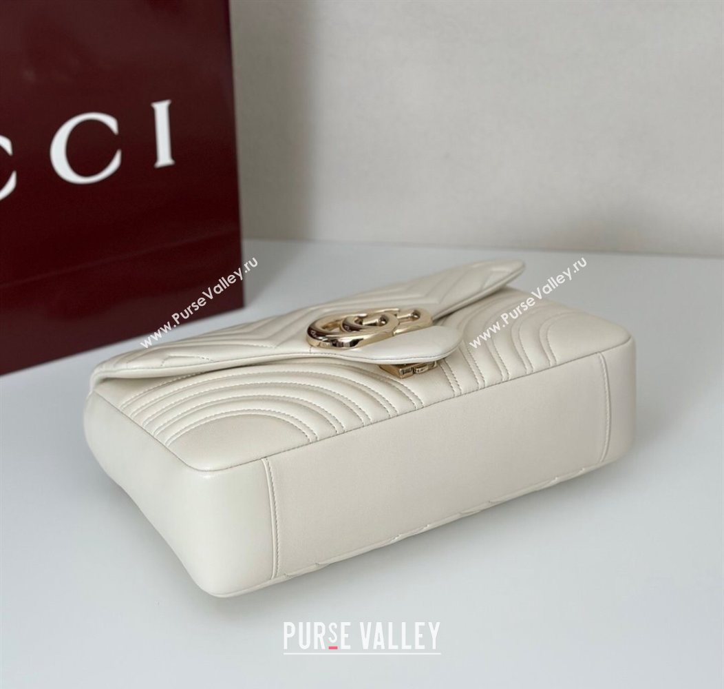 Gucci GG Marmont Chevron Leather large shoulder bag White 2025 838985 (DLH-250930079)