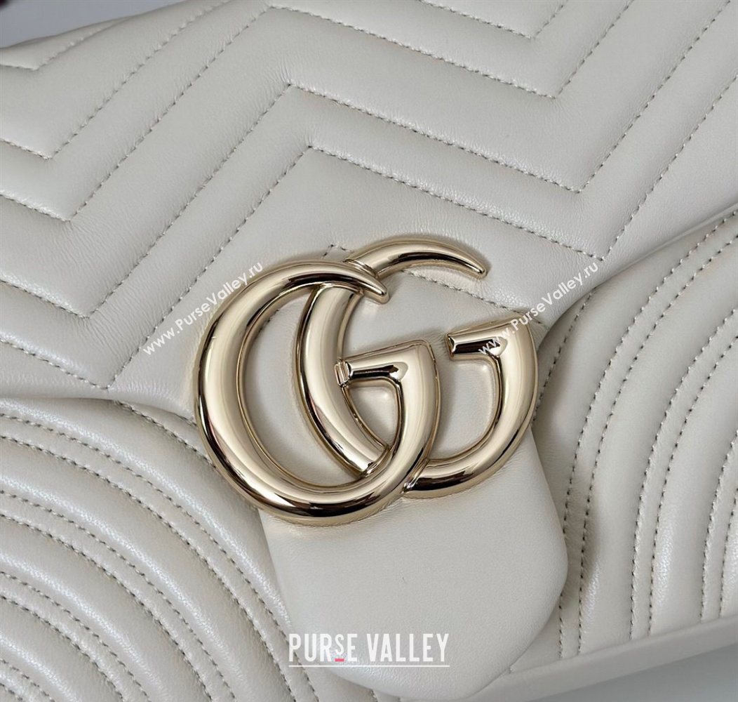 Gucci GG Marmont Chevron Leather large shoulder bag White 2025 838985 (DLH-250930079)