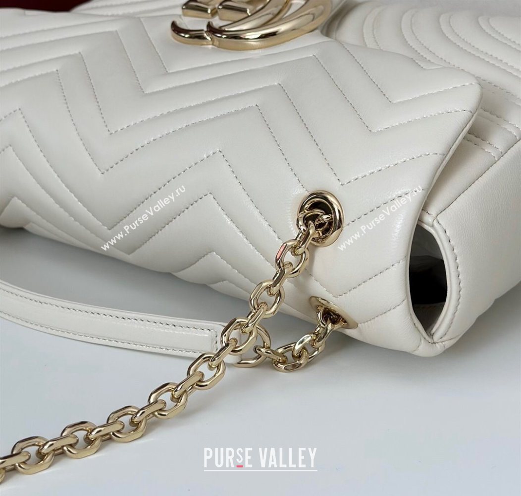 Gucci GG Marmont Chevron Leather large shoulder bag White 2025 838985 (DLH-250930079)