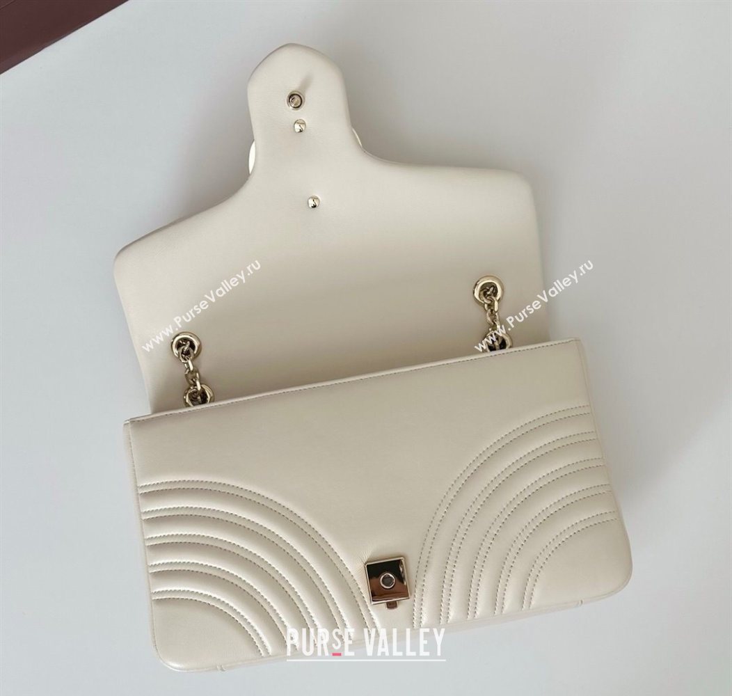 Gucci GG Marmont Chevron Leather large shoulder bag White 2025 838985 (DLH-250930079)