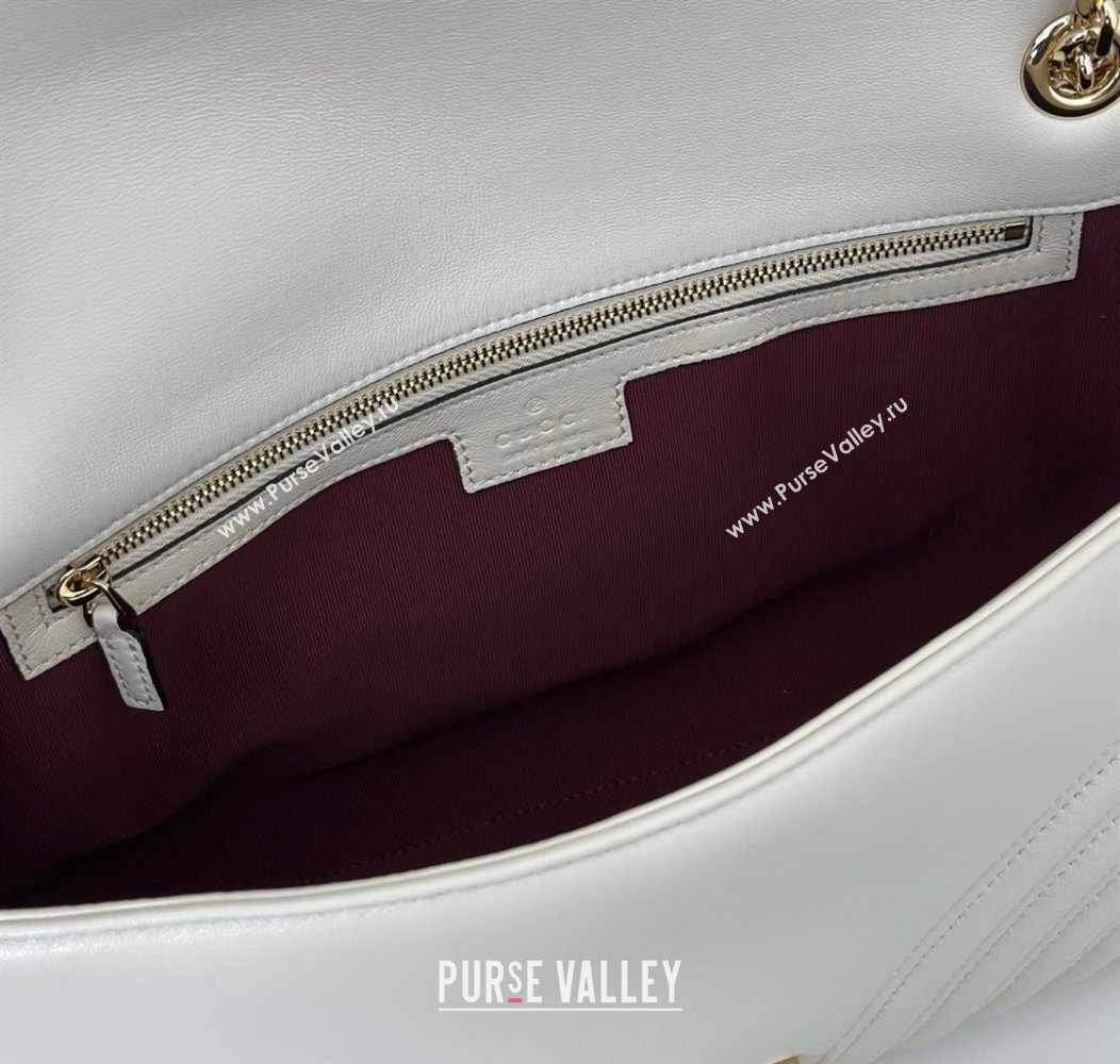 Gucci GG Marmont Chevron Leather large shoulder bag White 2025 838985 (DLH-250930079)