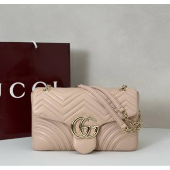 Gucci GG Marmont Chevron Leather large shoulder bag Soft Pink 2025 838985 (DLH-250930080)