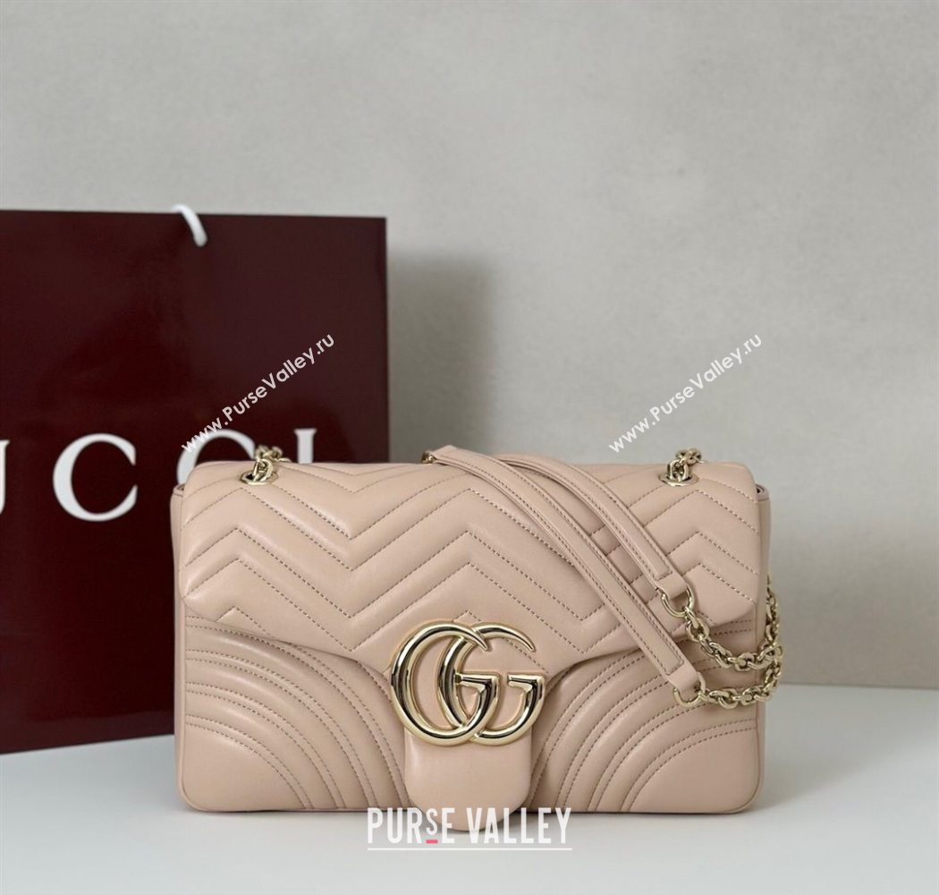Gucci GG Marmont Chevron Leather large shoulder bag Soft Pink 2025 838985 (DLH-250930080)