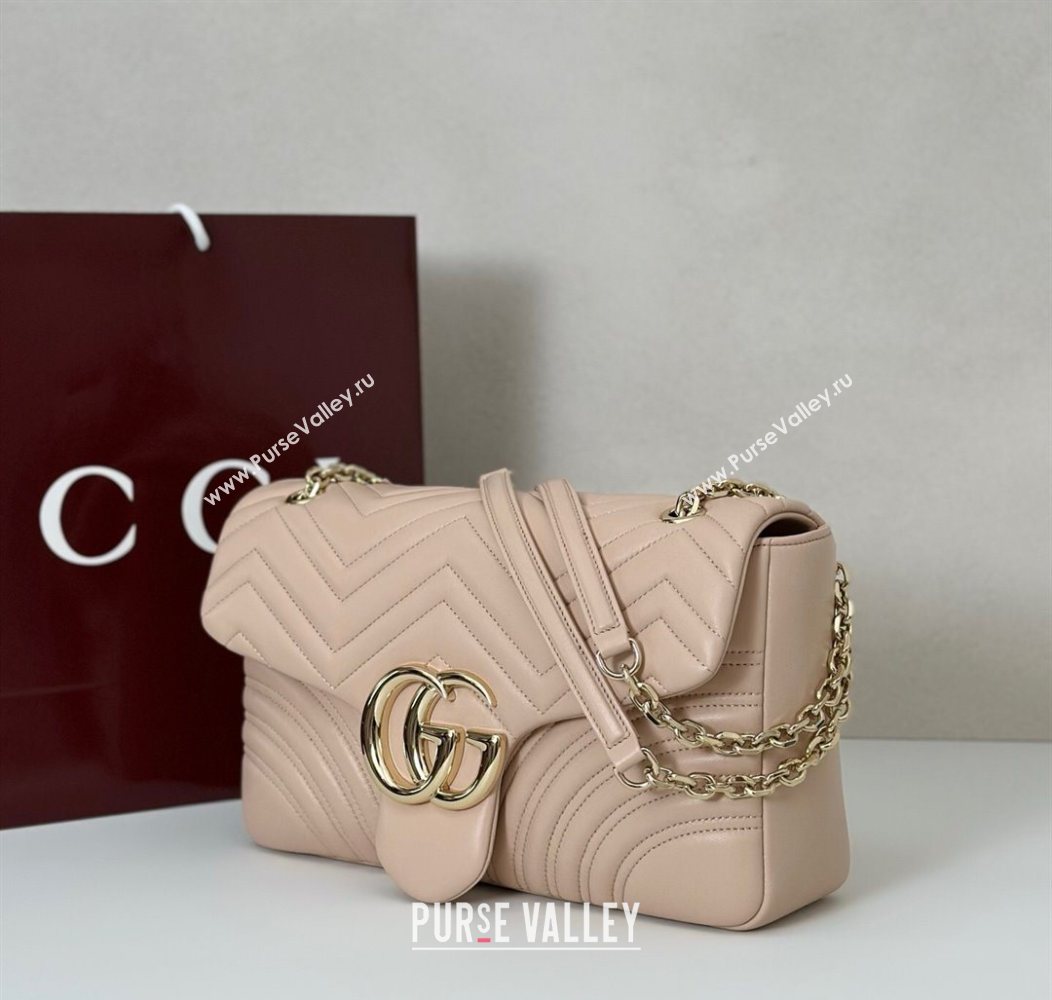 Gucci GG Marmont Chevron Leather large shoulder bag Soft Pink 2025 838985 (DLH-250930080)