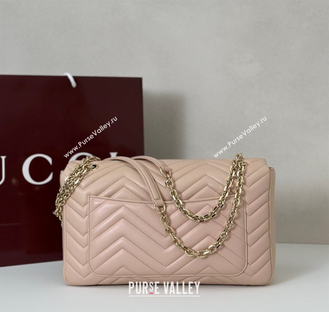 Gucci GG Marmont Chevron Leather large shoulder bag Soft Pink 2025 838985 (DLH-250930080)