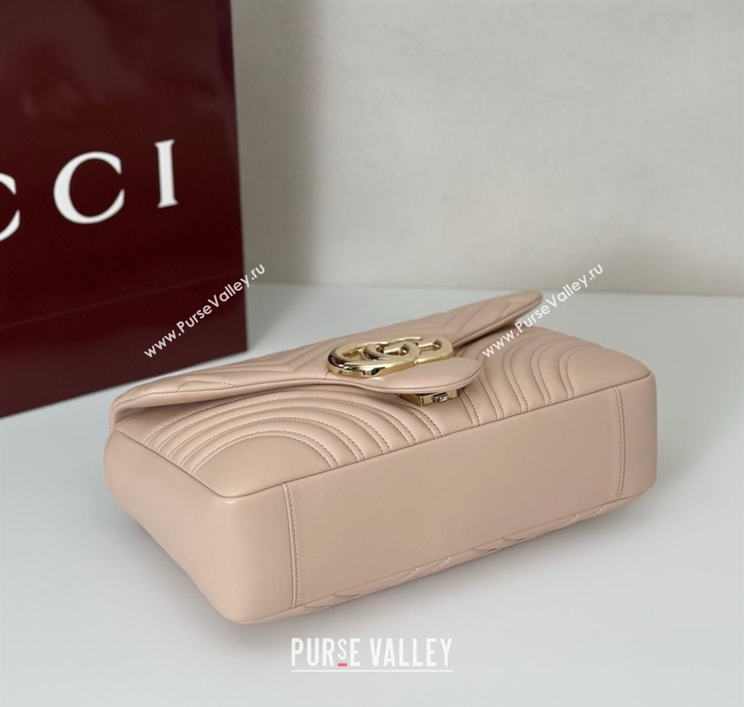 Gucci GG Marmont Chevron Leather large shoulder bag Soft Pink 2025 838985 (DLH-250930080)