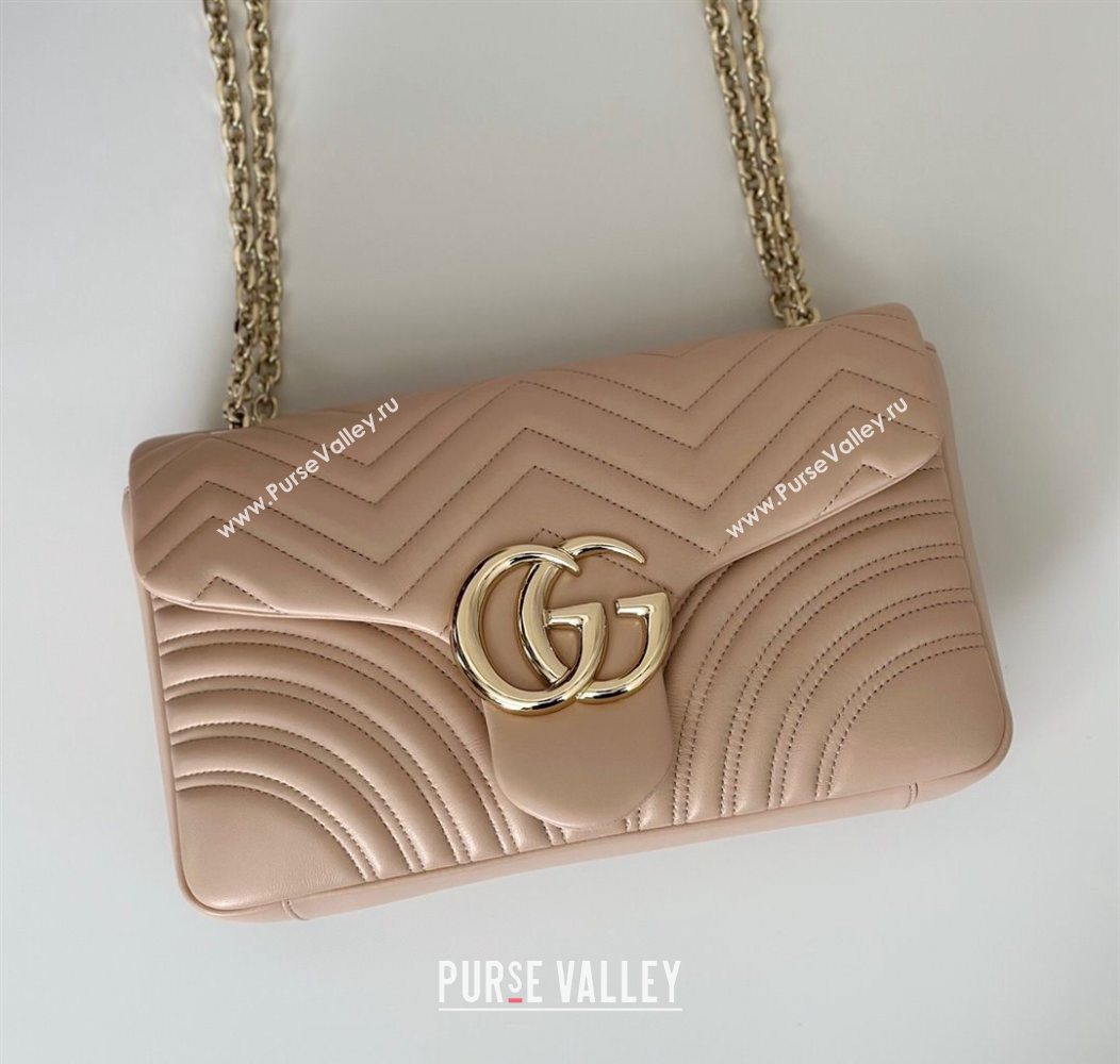 Gucci GG Marmont Chevron Leather large shoulder bag Soft Pink 2025 838985 (DLH-250930080)