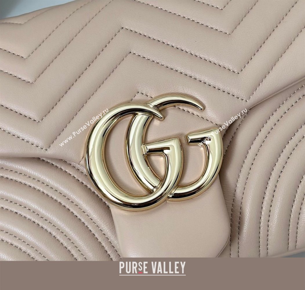 Gucci GG Marmont Chevron Leather large shoulder bag Soft Pink 2025 838985 (DLH-250930080)