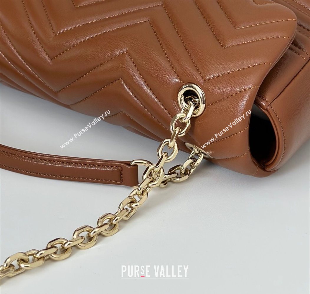 Gucci GG Marmont Chevron Leather large shoulder bag Brown 2025 838985 (DLH-250930081)