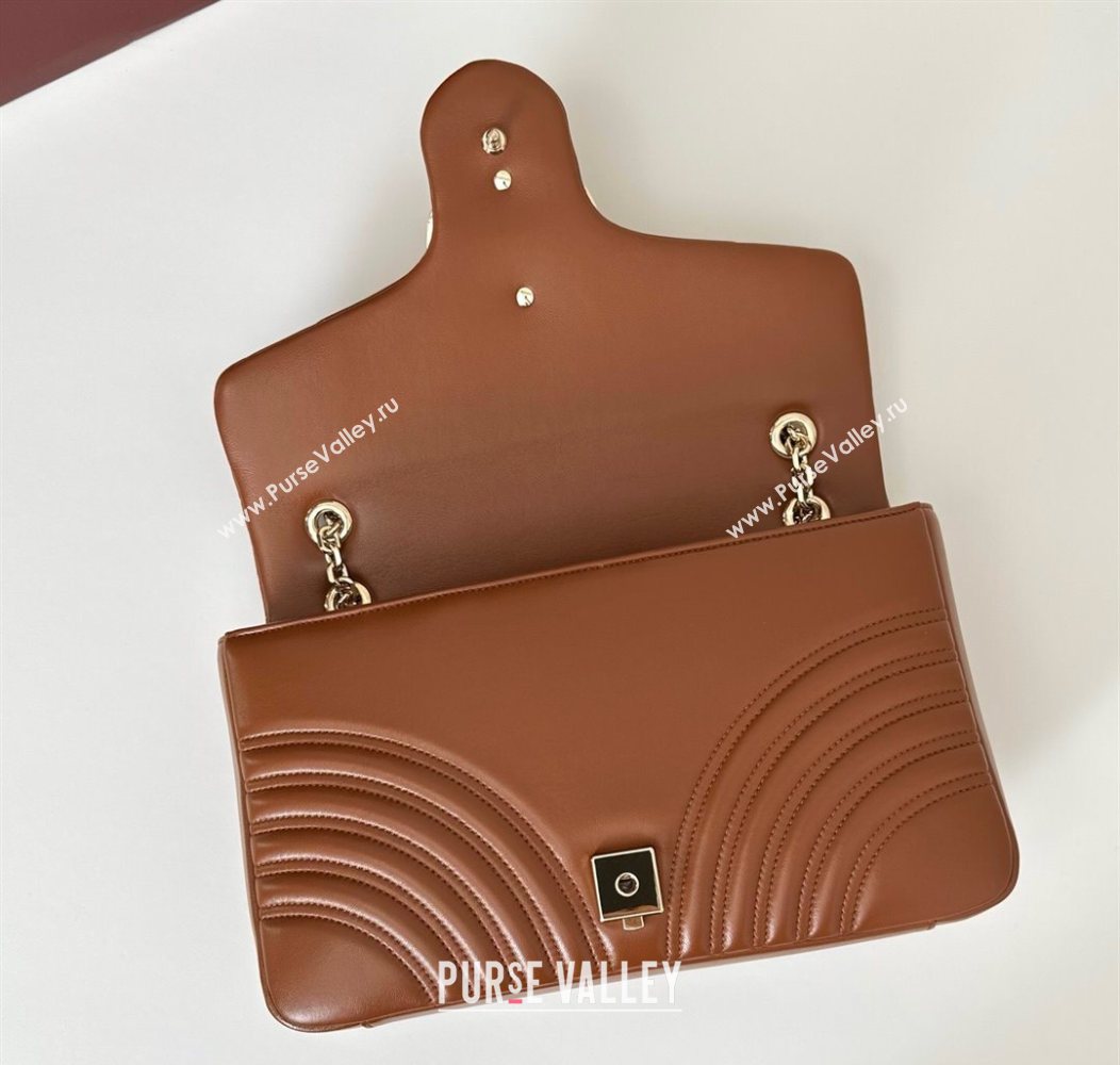 Gucci GG Marmont Chevron Leather large shoulder bag Brown 2025 838985 (DLH-250930081)